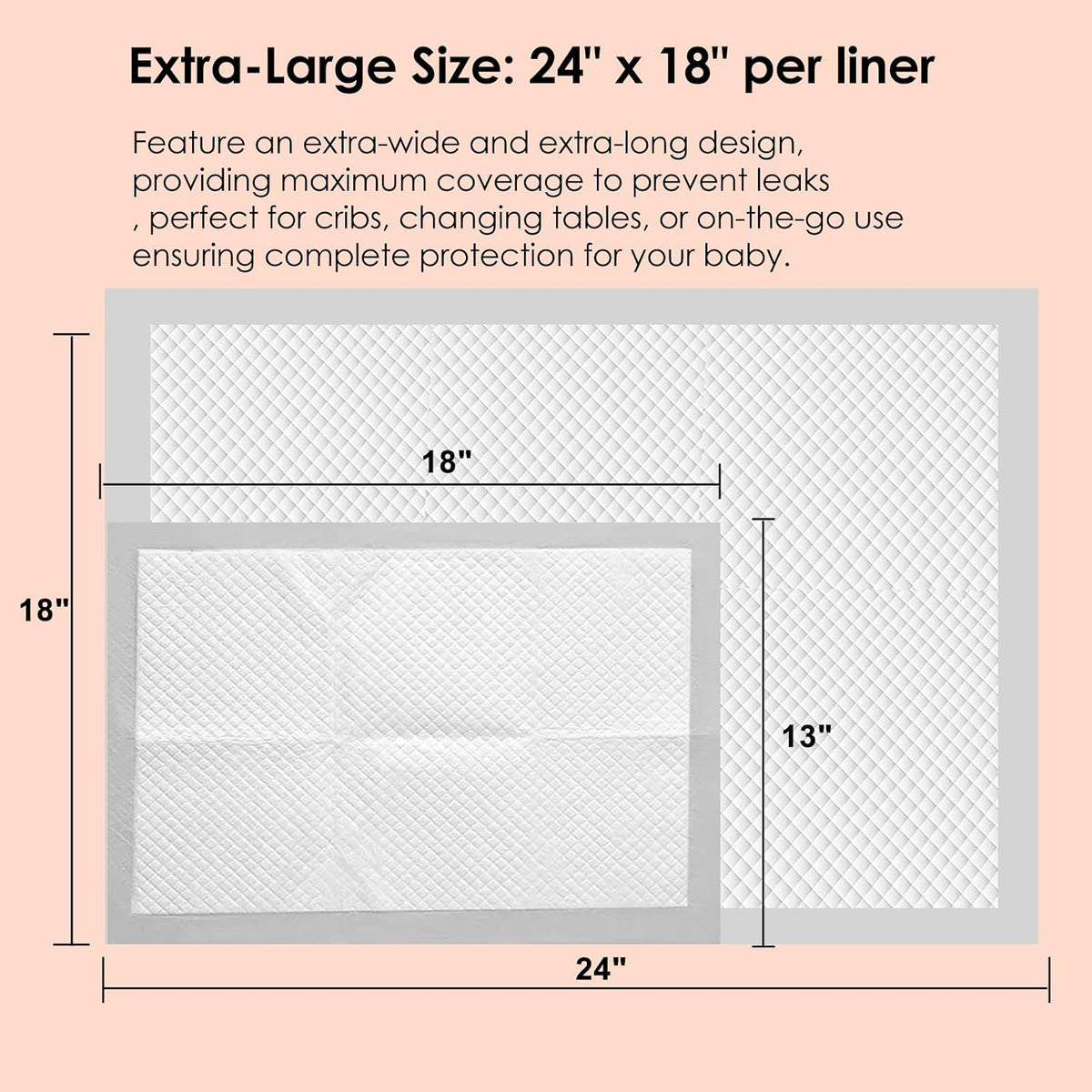 Disposable Changing Pad Liners Super Soft, Disposable Changing Pads, Ultra Absorbent & Waterproof - Covers Any Surface for Mess Free Baby Diaper Changes (White)