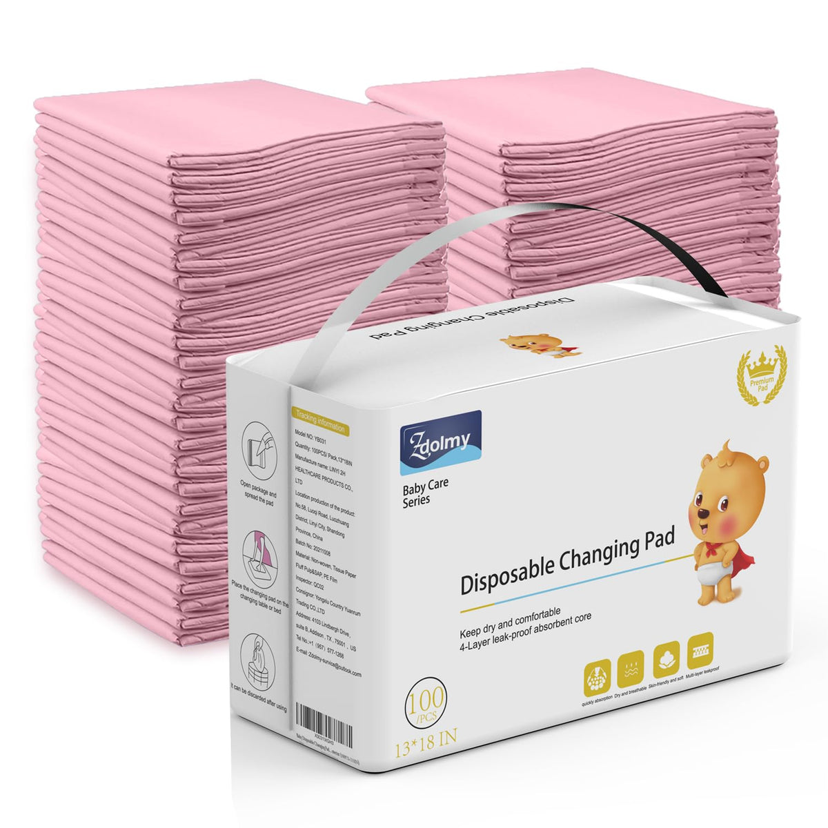 Disposable Changing Pad Liners Super Soft, Disposable Changing Pads, Ultra Absorbent & Waterproof - Covers Any Surface for Mess Free Baby Diaper Changes (White)