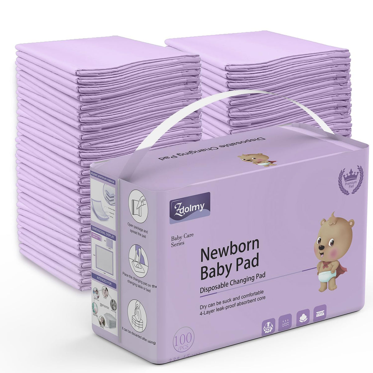 Disposable Changing Pad Liners Super Soft, Disposable Changing Pads, Ultra Absorbent & Waterproof - Covers Any Surface for Mess Free Baby Diaper Changes (White)