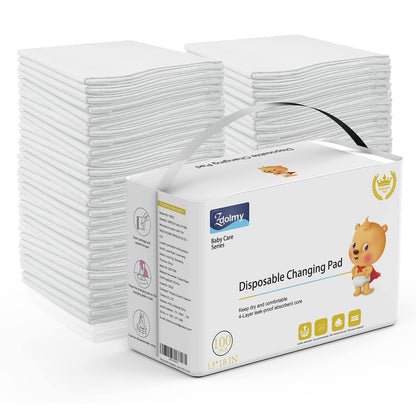 Disposable Changing Pad Liners Super Soft, Disposable Changing Pads, Ultra Absorbent & Waterproof - Covers Any Surface for Mess Free Baby Diaper Changes (White)