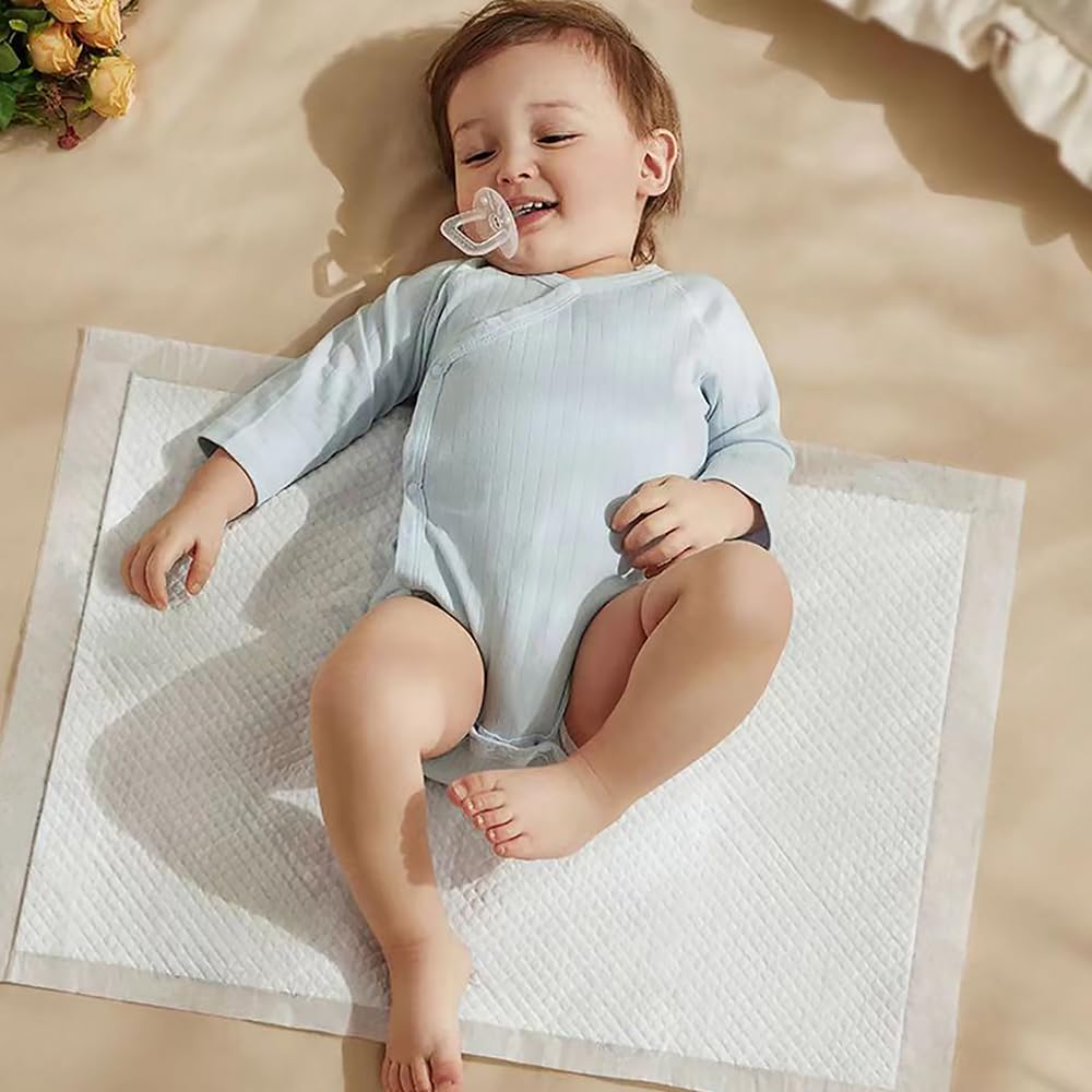 Disposable Changing Pad Liners Super Soft, Disposable Changing Pads, Ultra Absorbent & Waterproof - Covers Any Surface for Mess Free Baby Diaper Changes (White)