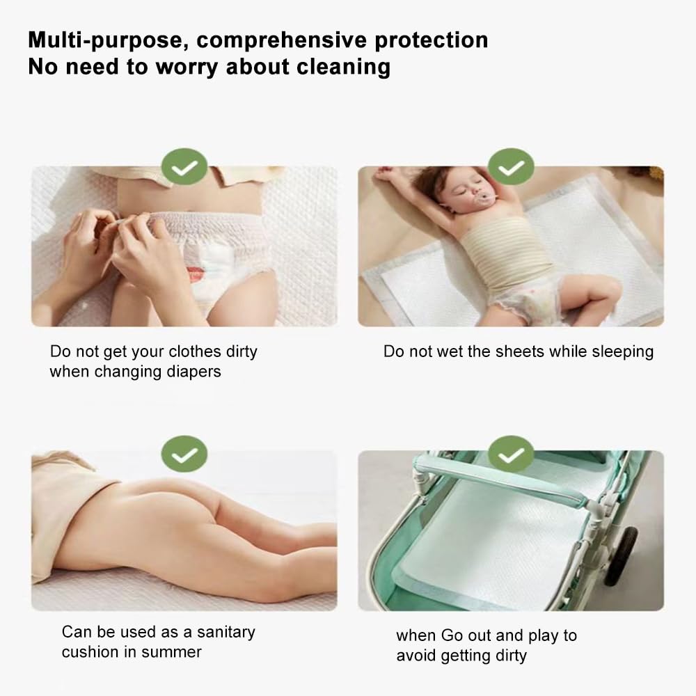 Disposable Changing Pad Liners Super Soft, Disposable Changing Pads, Ultra Absorbent & Waterproof - Covers Any Surface for Mess Free Baby Diaper Changes (White)