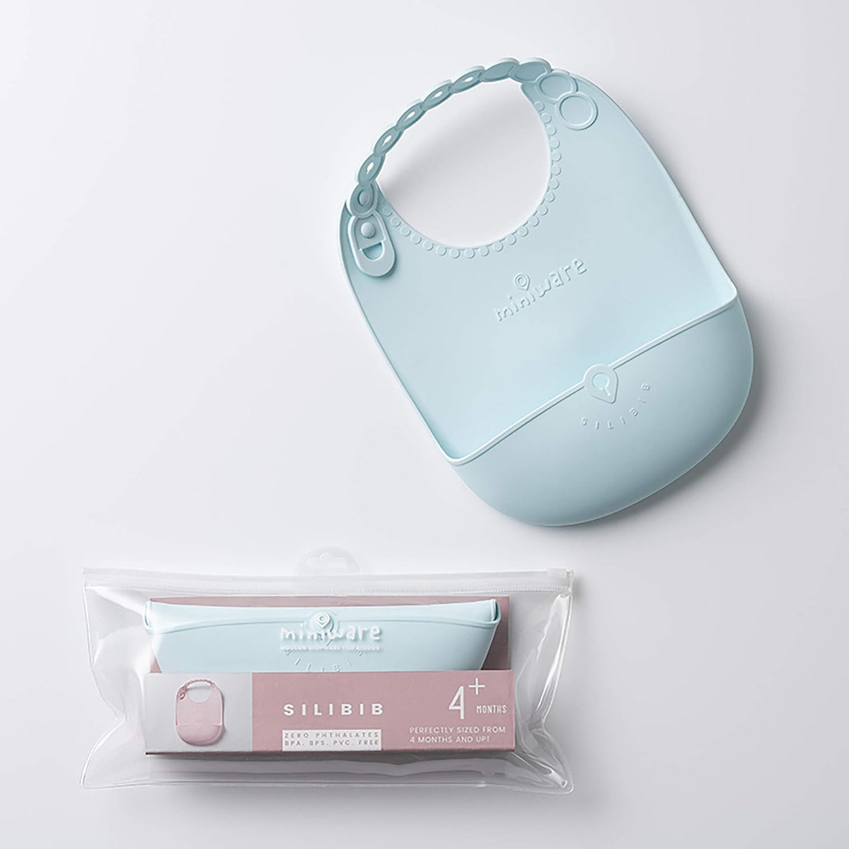 Roll & Lock Silicone Baby Bib, Easy Mealtime Cleanup - Food-Grade Adjustable Neck Strap and Food Catcher