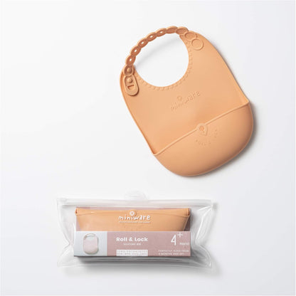 Roll & Lock Silicone Baby Bib, Easy Mealtime Cleanup - Food-Grade Adjustable Neck Strap and Food Catcher