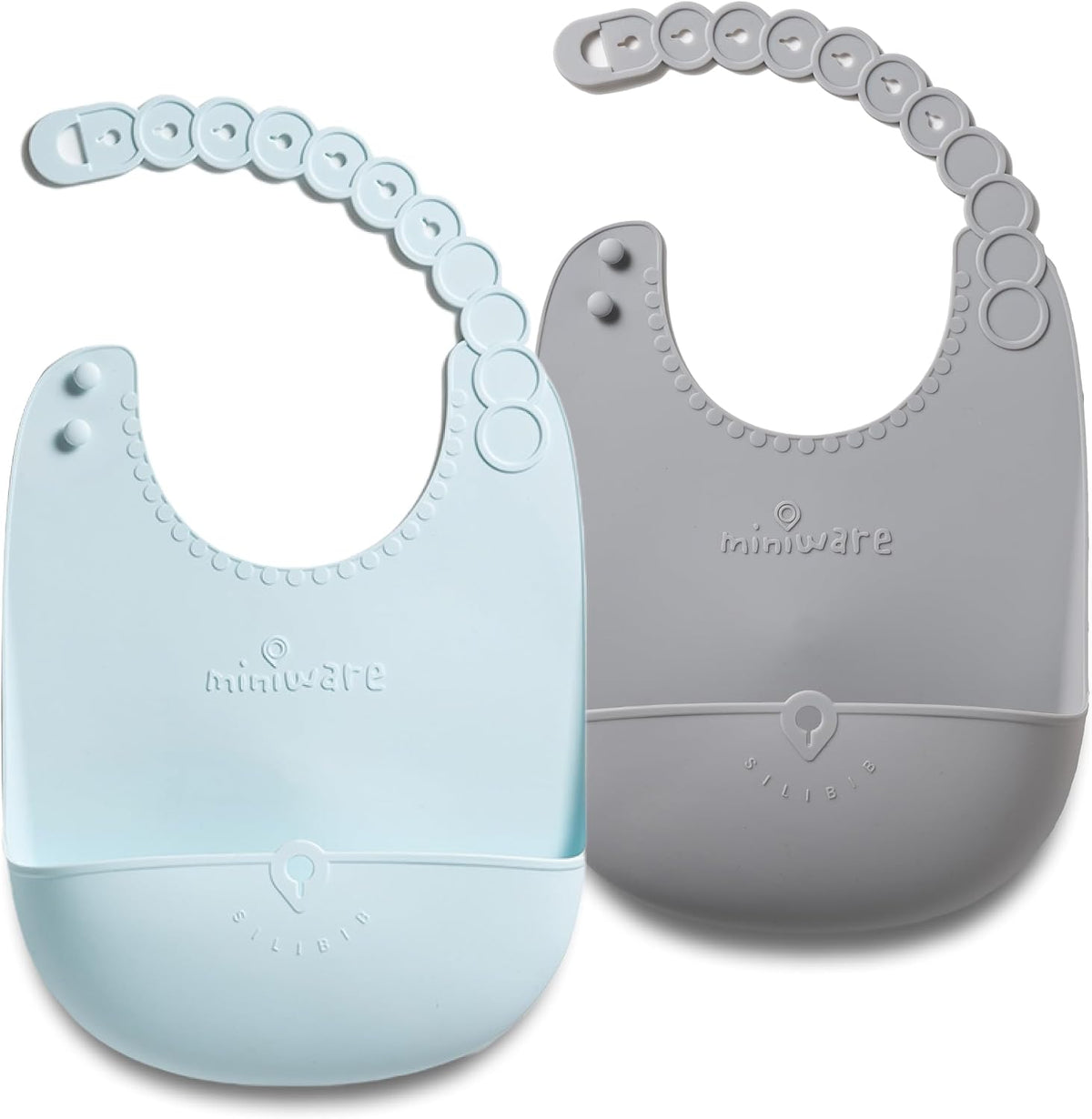 Roll & Lock Silicone Baby Bib, Easy Mealtime Cleanup - Food-Grade Adjustable Neck Strap and Food Catcher