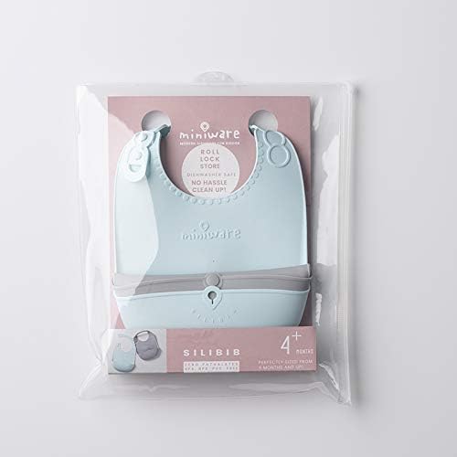 Roll & Lock Silicone Baby Bib, Easy Mealtime Cleanup - Food-Grade Adjustable Neck Strap and Food Catcher