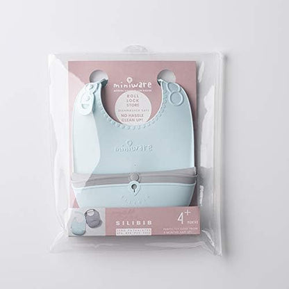 Roll & Lock Silicone Baby Bib, Easy Mealtime Cleanup - Food-Grade Adjustable Neck Strap and Food Catcher