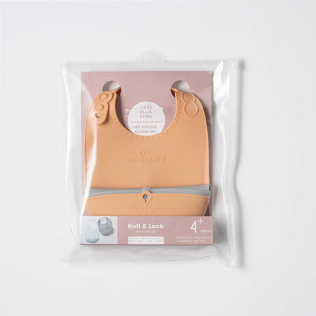 Roll & Lock Silicone Baby Bib, Easy Mealtime Cleanup - Food-Grade Adjustable Neck Strap and Food Catcher