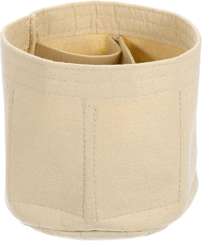 Purse Organizer Insert, Portable Felt Organizer Bags Round Multiple Compartments Purse Liner for Bucket Bag, Domed Satchel, Tote Bag, Handbag Shaper (8" x 4" x 5.5", Khaki)