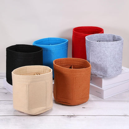 Purse Organizer Insert, Portable Felt Organizer Bags Round Multiple Compartments Purse Liner for Bucket Bag, Domed Satchel, Tote Bag, Handbag Shaper (8" x 4" x 5.5", Khaki)