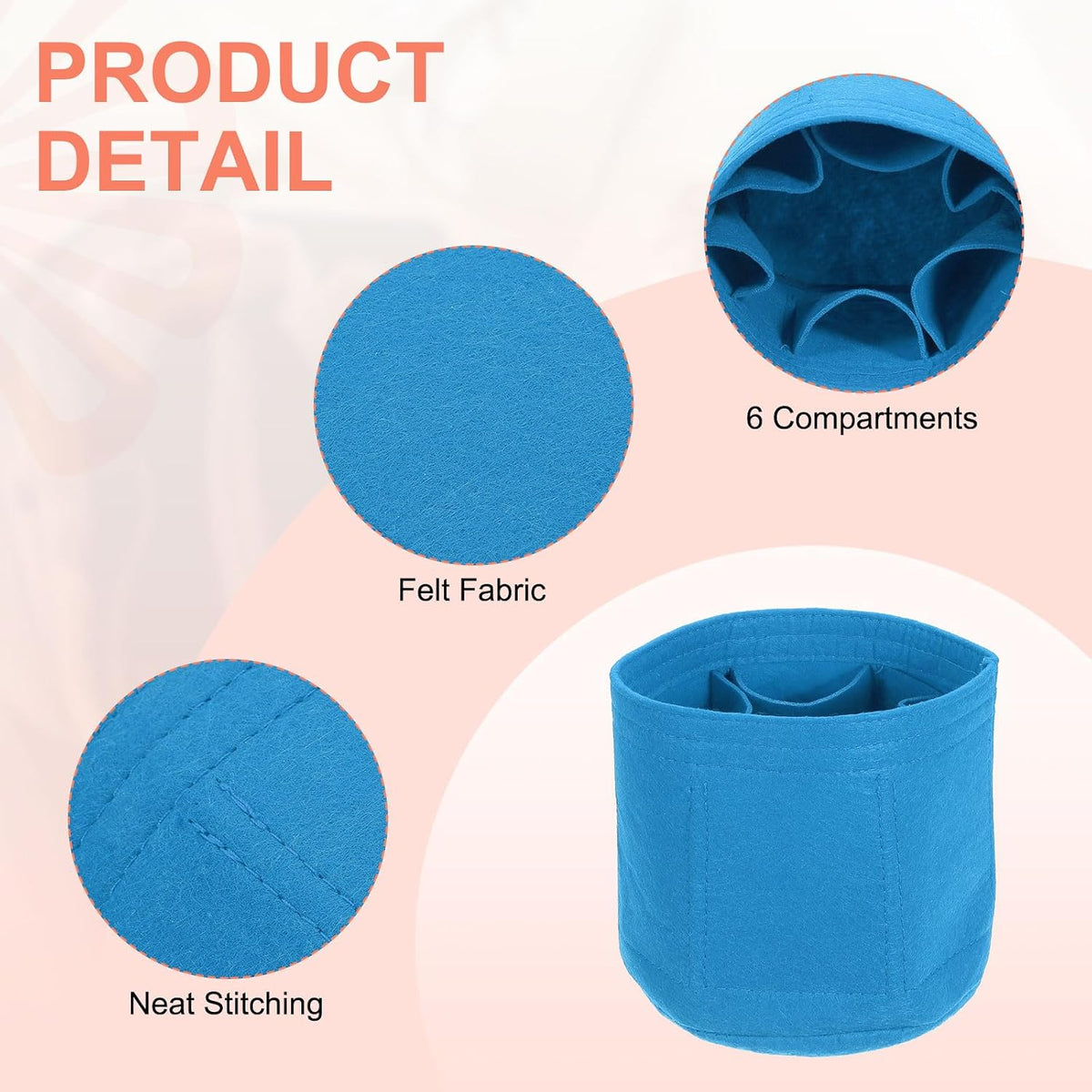 Purse Organizer Insert, Portable Felt Organizer Bags Round Multiple Compartments Purse Liner for Bucket Bag, Domed Satchel, Tote Bag, Handbag Shaper (8" x 4" x 5.5", Khaki)