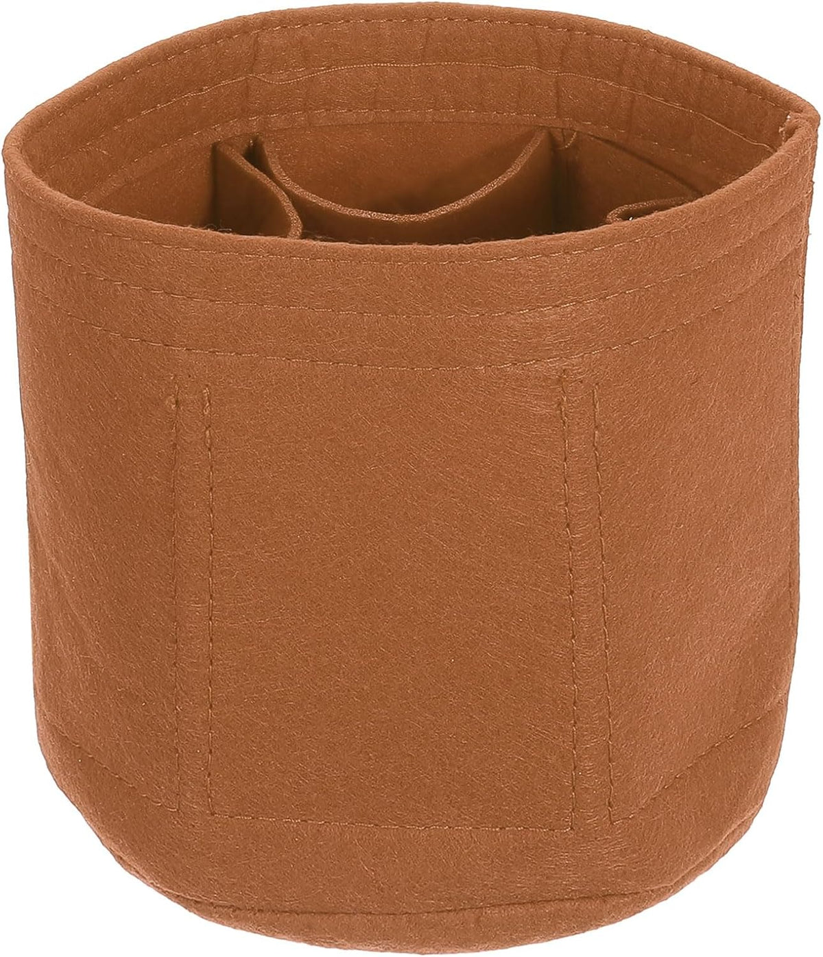 Purse Organizer Insert, Portable Felt Organizer Bags Round Multiple Compartments Purse Liner for Bucket Bag, Domed Satchel, Tote Bag, Handbag Shaper (8" x 4" x 5.5", Khaki)