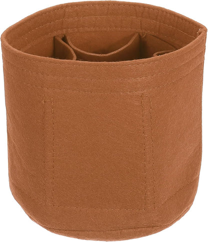Purse Organizer Insert, Portable Felt Organizer Bags Round Multiple Compartments Purse Liner for Bucket Bag, Domed Satchel, Tote Bag, Handbag Shaper (8" x 4" x 5.5", Khaki)