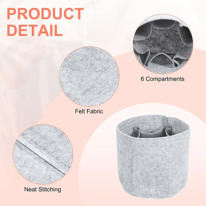 Purse Organizer Insert, Portable Felt Organizer Bags Round Multiple Compartments Purse Liner for Bucket Bag, Domed Satchel, Tote Bag, Handbag Shaper (8" x 4" x 5.5", Khaki)