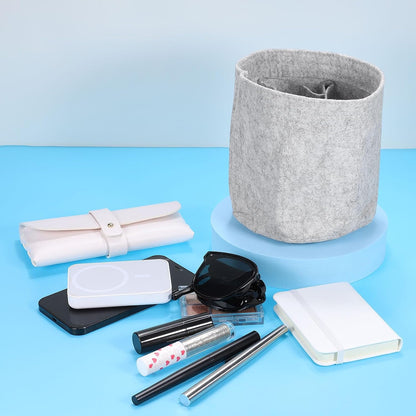 Purse Organizer Insert, Portable Felt Organizer Bags Round Multiple Compartments Purse Liner for Bucket Bag, Domed Satchel, Tote Bag, Handbag Shaper (8" x 4" x 5.5", Khaki)