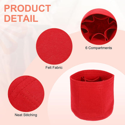 Purse Organizer Insert, Portable Felt Organizer Bags Round Multiple Compartments Purse Liner for Bucket Bag, Domed Satchel, Tote Bag, Handbag Shaper (8" x 4" x 5.5", Khaki)