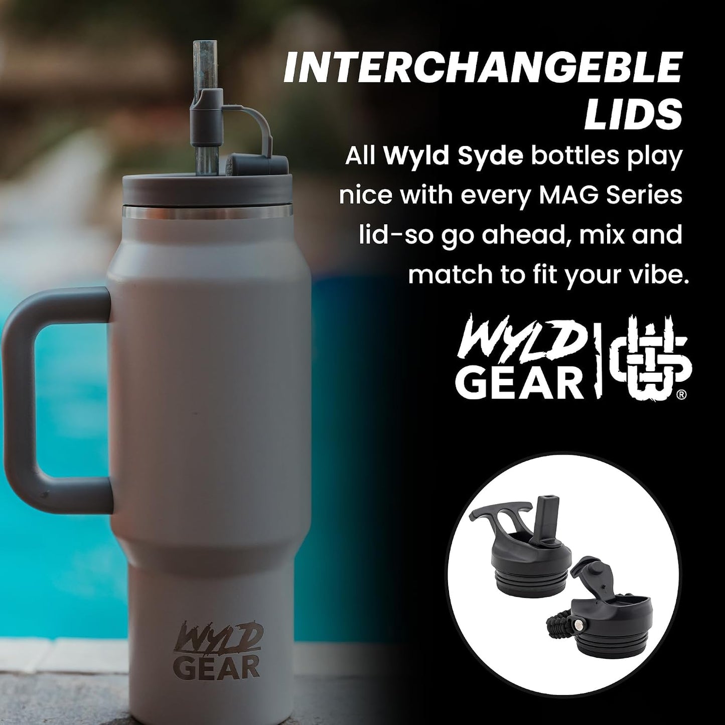 Wyld Gear Insulated Stainless Steel Water Tumbler Travel Cup with Handle Straw Lid Double Wall Thermal Cup Keeps Drinks Cold or Hot for Hours Durable Lightweight Everyday Use - 40 Oz Citrus