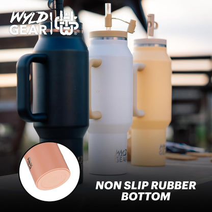Wyld Gear Insulated Stainless Steel Water Tumbler Travel Cup with Handle Straw Lid Double Wall Thermal Cup Keeps Drinks Cold or Hot for Hours Durable Lightweight Everyday Use - 40 Oz Citrus
