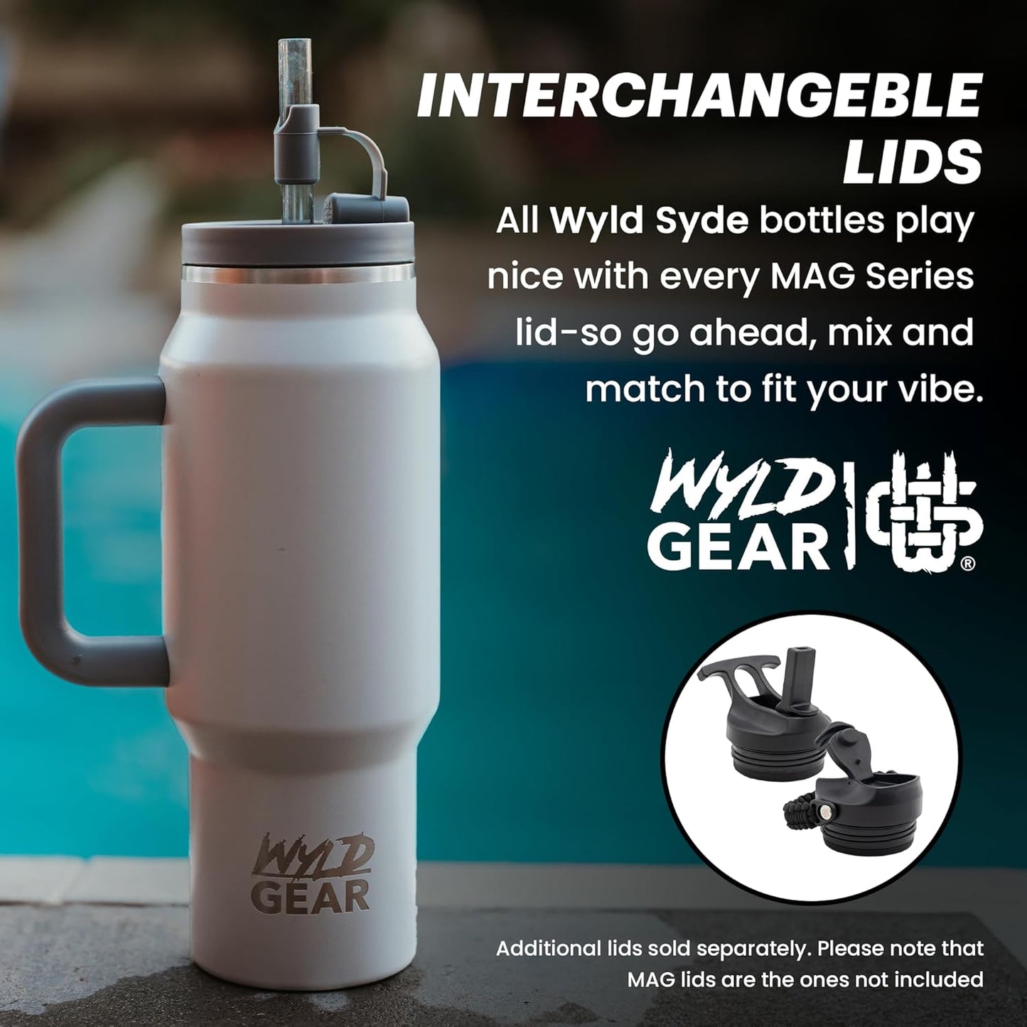 Wyld Gear Insulated Stainless Steel Water Tumbler Travel Cup with Handle Straw Lid Double Wall Thermal Cup Keeps Drinks Cold or Hot for Hours Durable Lightweight Everyday Use - 40 Oz Citrus