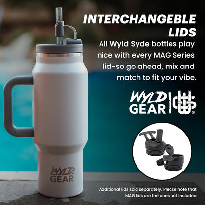 Wyld Gear Insulated Stainless Steel Water Tumbler Travel Cup with Handle Straw Lid Double Wall Thermal Cup Keeps Drinks Cold or Hot for Hours Durable Lightweight Everyday Use - 40 Oz Citrus