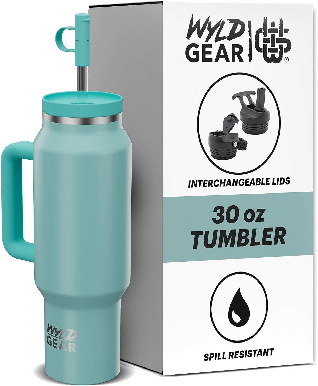 Wyld Gear Insulated Stainless Steel Water Tumbler Travel Cup with Handle Straw Lid Double Wall Thermal Cup Keeps Drinks Cold or Hot for Hours Durable Lightweight Everyday Use - 40 Oz Citrus