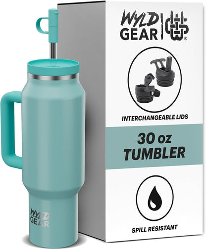 Wyld Gear Insulated Stainless Steel Water Tumbler Travel Cup with Handle Straw Lid Double Wall Thermal Cup Keeps Drinks Cold or Hot for Hours Durable Lightweight Everyday Use - 40 Oz Citrus