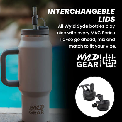 Wyld Gear Insulated Stainless Steel Water Tumbler Travel Cup with Handle Straw Lid Double Wall Thermal Cup Keeps Drinks Cold or Hot for Hours Durable Lightweight Everyday Use - 40 Oz Citrus