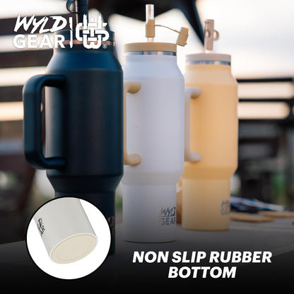 Wyld Gear Insulated Stainless Steel Water Tumbler Travel Cup with Handle Straw Lid Double Wall Thermal Cup Keeps Drinks Cold or Hot for Hours Durable Lightweight Everyday Use - 40 Oz Citrus