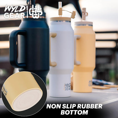 Wyld Gear Insulated Stainless Steel Water Tumbler Travel Cup with Handle Straw Lid Double Wall Thermal Cup Keeps Drinks Cold or Hot for Hours Durable Lightweight Everyday Use - 40 Oz Citrus