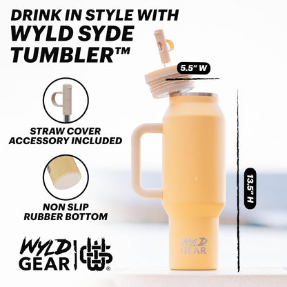 Wyld Gear Insulated Stainless Steel Water Tumbler Travel Cup with Handle Straw Lid Double Wall Thermal Cup Keeps Drinks Cold or Hot for Hours Durable Lightweight Everyday Use - 40 Oz Citrus