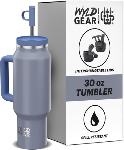 Wyld Gear Insulated Stainless Steel Water Tumbler Travel Cup with Handle Straw Lid Double Wall Thermal Cup Keeps Drinks Cold or Hot for Hours Durable Lightweight Everyday Use - 40 Oz Citrus