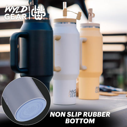 Wyld Gear Insulated Stainless Steel Water Tumbler Travel Cup with Handle Straw Lid Double Wall Thermal Cup Keeps Drinks Cold or Hot for Hours Durable Lightweight Everyday Use - 40 Oz Citrus