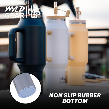 Wyld Gear Insulated Stainless Steel Water Tumbler Travel Cup with Handle Straw Lid Double Wall Thermal Cup Keeps Drinks Cold or Hot for Hours Durable Lightweight Everyday Use - 40 Oz Citrus