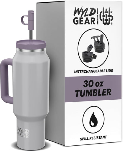 Wyld Gear Insulated Stainless Steel Water Tumbler Travel Cup with Handle Straw Lid Double Wall Thermal Cup Keeps Drinks Cold or Hot for Hours Durable Lightweight Everyday Use - 40 Oz Citrus