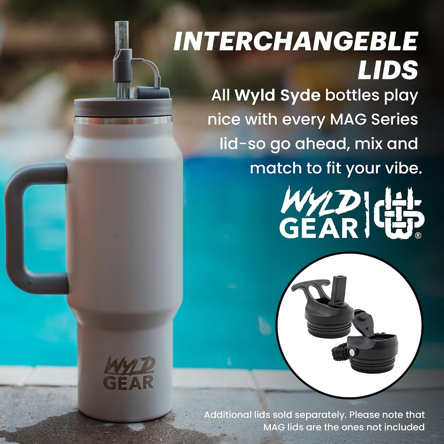 Wyld Gear Insulated Stainless Steel Water Tumbler Travel Cup with Handle Straw Lid Double Wall Thermal Cup Keeps Drinks Cold or Hot for Hours Durable Lightweight Everyday Use - 40 Oz Citrus