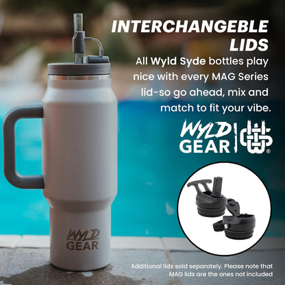 Wyld Gear Insulated Stainless Steel Water Tumbler Travel Cup with Handle Straw Lid Double Wall Thermal Cup Keeps Drinks Cold or Hot for Hours Durable Lightweight Everyday Use - 40 Oz Citrus