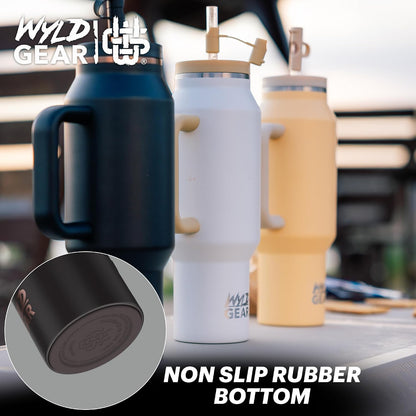 Wyld Gear Insulated Stainless Steel Water Tumbler Travel Cup with Handle Straw Lid Double Wall Thermal Cup Keeps Drinks Cold or Hot for Hours Durable Lightweight Everyday Use - 40 Oz Citrus