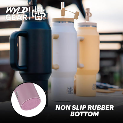 Wyld Gear Insulated Stainless Steel Water Tumbler Travel Cup with Handle Straw Lid Double Wall Thermal Cup Keeps Drinks Cold or Hot for Hours Durable Lightweight Everyday Use - 40 Oz Citrus