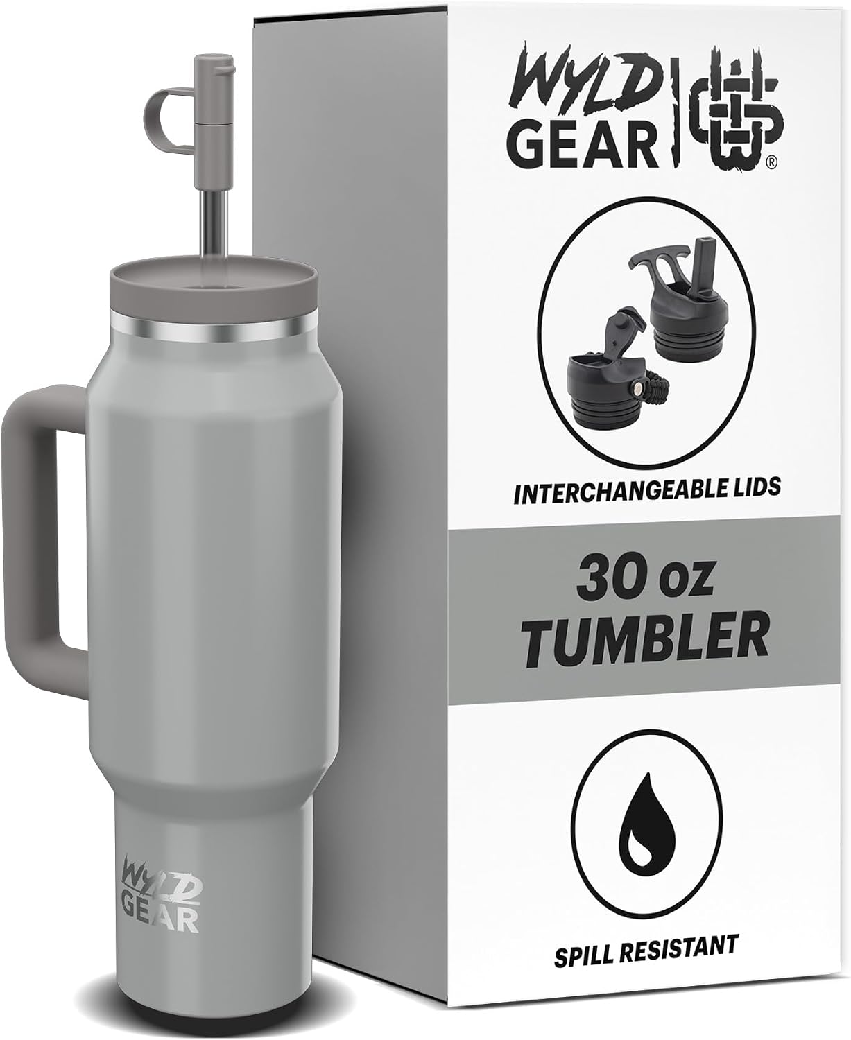 Wyld Gear Insulated Stainless Steel Water Tumbler Travel Cup with Handle Straw Lid Double Wall Thermal Cup Keeps Drinks Cold or Hot for Hours Durable Lightweight Everyday Use - 40 Oz Citrus