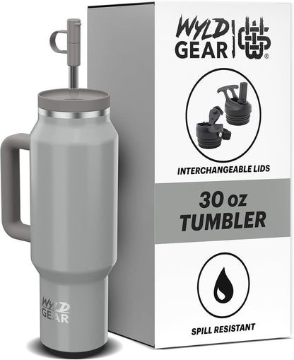 Wyld Gear Insulated Stainless Steel Water Tumbler Travel Cup with Handle Straw Lid Double Wall Thermal Cup Keeps Drinks Cold or Hot for Hours Durable Lightweight Everyday Use - 40 Oz Citrus