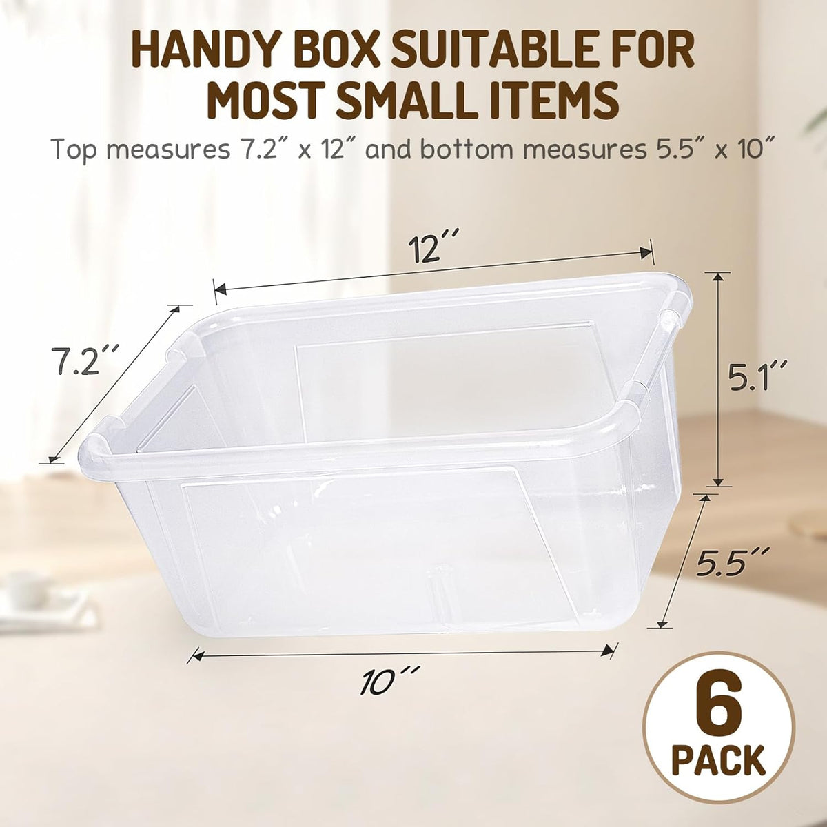 6 Quart Stackable Plastic Storage Bins with Lids, 6 Pack, Colorful