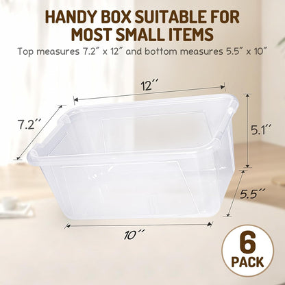 6 Quart Stackable Plastic Storage Bins with Lids, 6 Pack, Colorful
