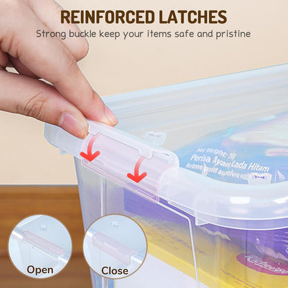 6 Quart Stackable Plastic Storage Bins with Lids, 6 Pack, Colorful