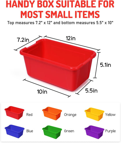 6 Quart Stackable Plastic Storage Bins with Lids, 6 Pack, Colorful
