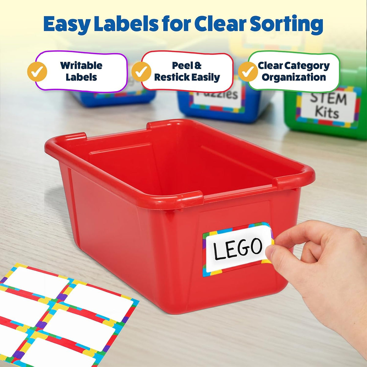 6 Quart Stackable Plastic Storage Bins with Lids, 6 Pack, Colorful