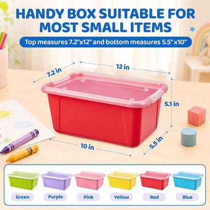 6 Quart Stackable Plastic Storage Bins with Lids, 6 Pack, Colorful