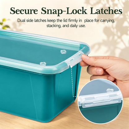 6 Quart Stackable Plastic Storage Bins with Lids, 6 Pack, Colorful