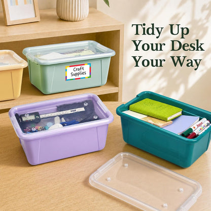 6 Quart Stackable Plastic Storage Bins with Lids, 6 Pack, Colorful