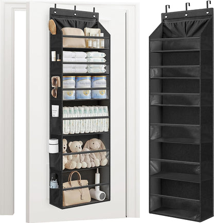 Over the Door Organizer 6-Shelf Closet Hanging Storage with 14 Mesh Pockets, 66lbs Capacity Clear Deep Pockets Behind Door Storage for Nursery, Bathroom, Bedroom, 1 Pack Oat Beige