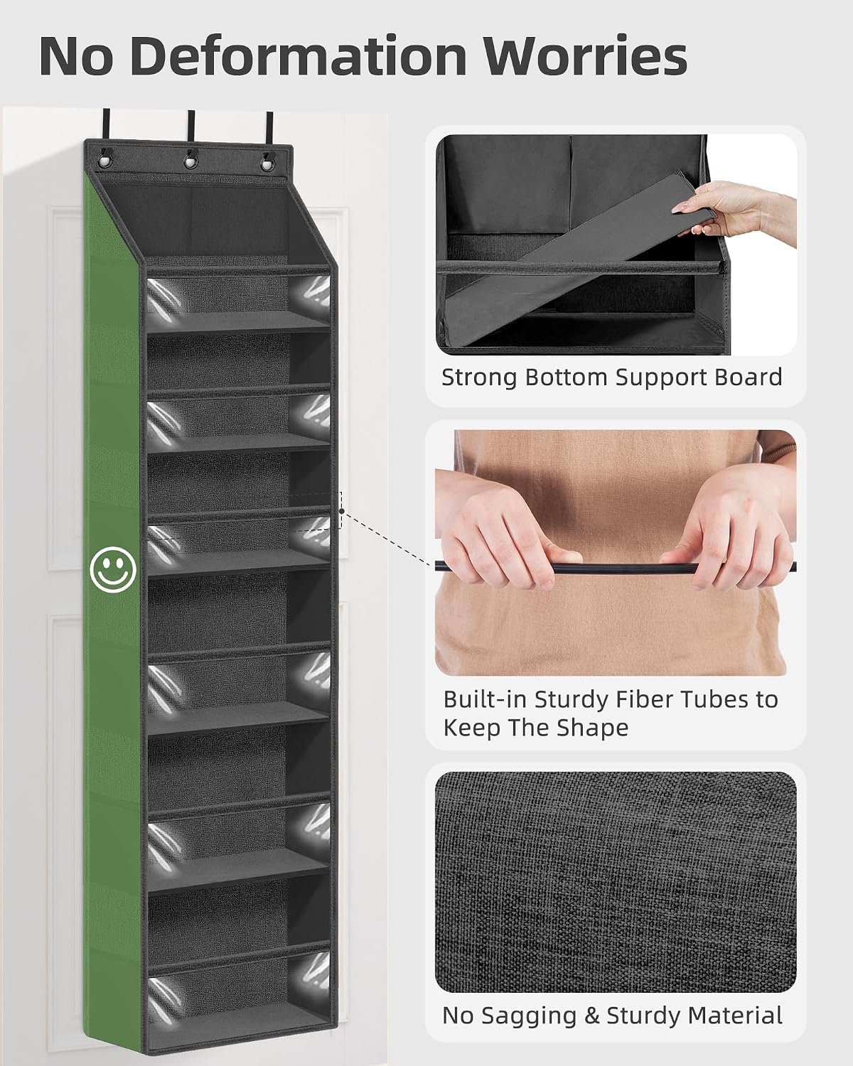Over the Door Organizer 6-Shelf Closet Hanging Storage with 14 Mesh Pockets, 66lbs Capacity Clear Deep Pockets Behind Door Storage for Nursery, Bathroom, Bedroom, 1 Pack Oat Beige